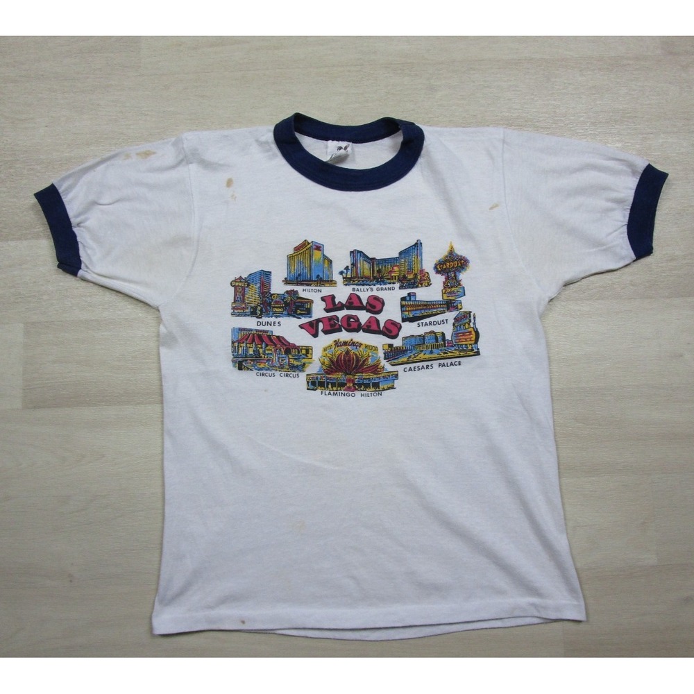 Vintage 1980's Las Vegas Ringer T Shirt (M) Single Stitched Hotel & Casino Logo
